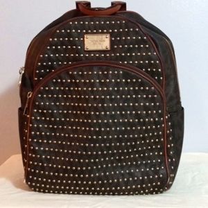 AUTHENTIC MICHAEL KORS DK BROWN LEATHER STUDDED BACK PACK